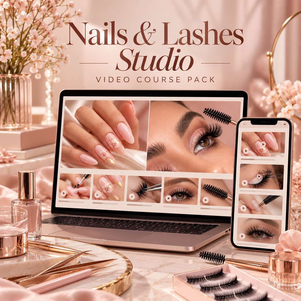 Nails and Lashes Video Course covering nail art, manicures and lash styling